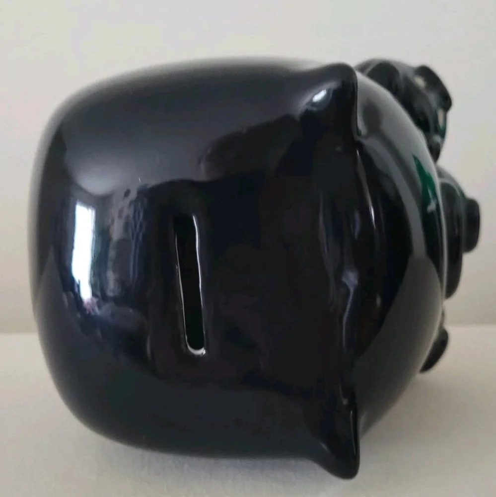 Y2K Piggy Coin Bank Black Pig Mom 3 Baby Pigs Square Whimsical Farmhouse pop art